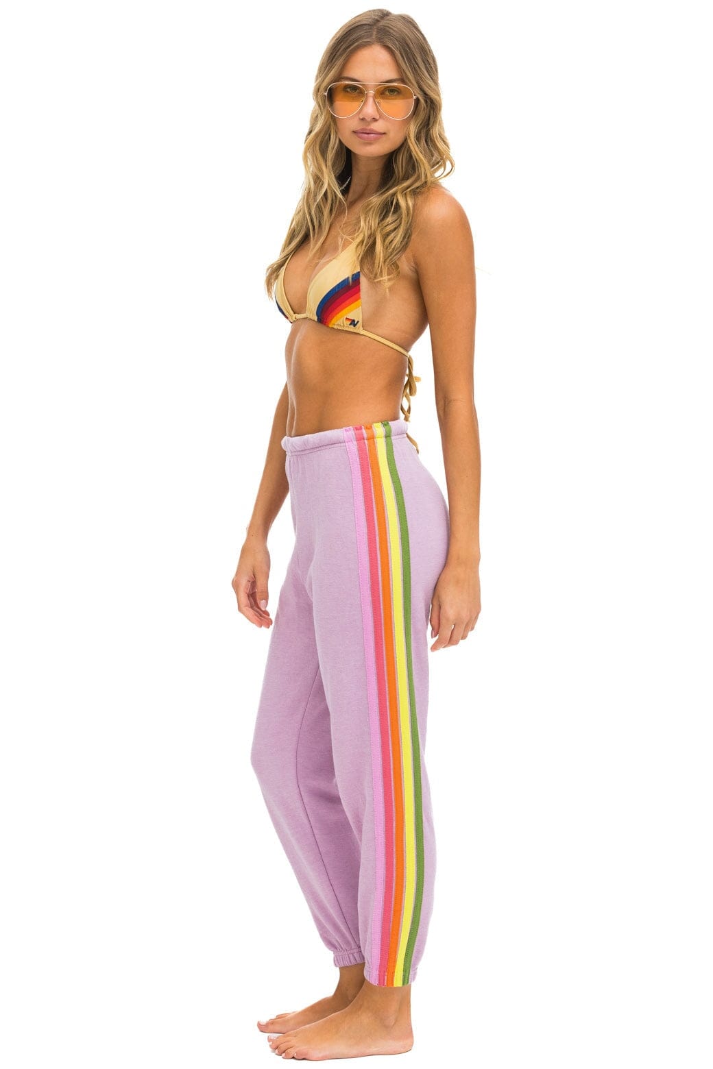 5 STRIPE SWEATPANTS - MAUVE // PINK // GREEN Women's Sweatpants Aviator Nation 