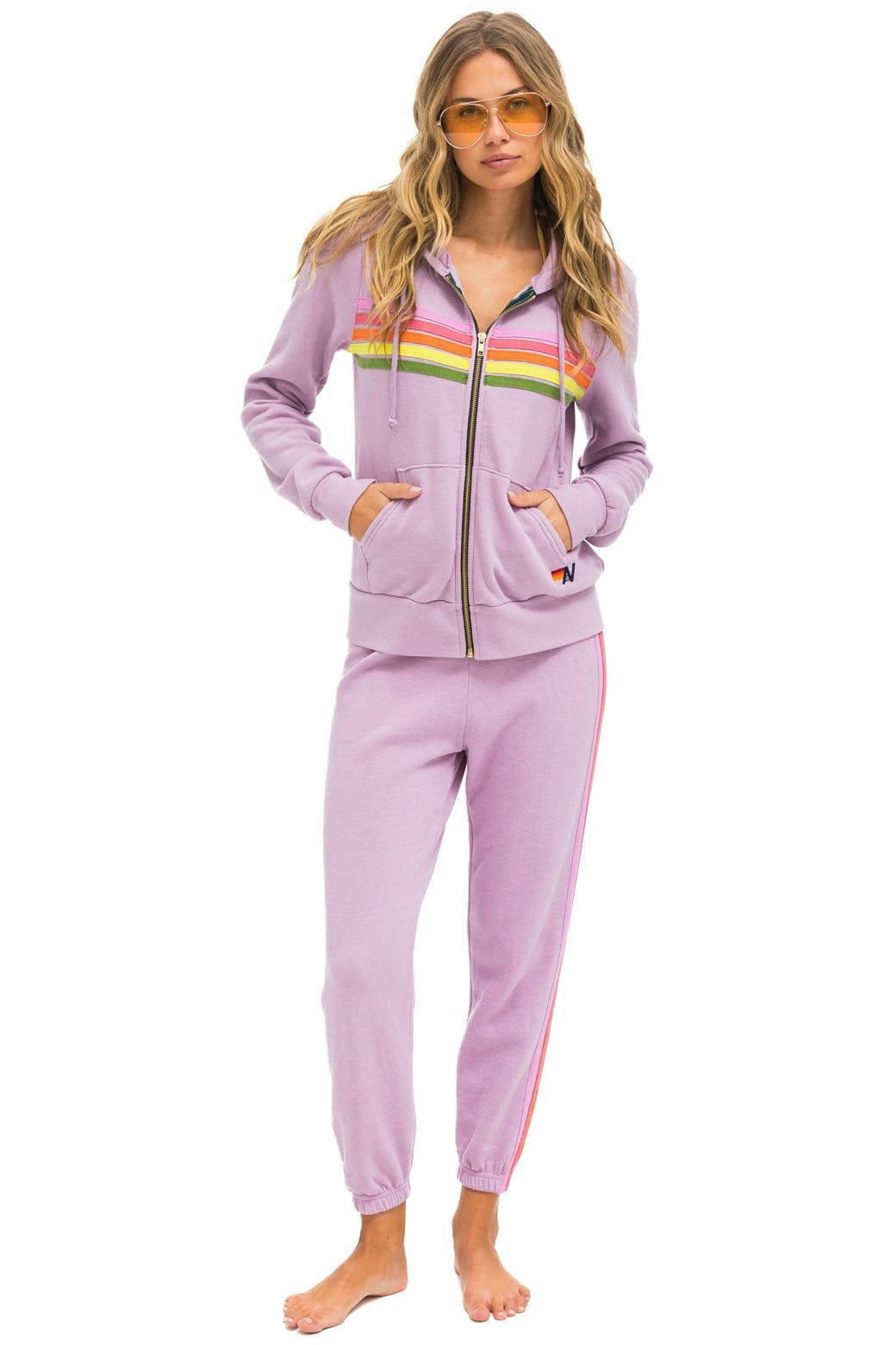5 STRIPE SWEATPANTS - MAUVE // PINK // GREEN Women's Sweatpants Aviator Nation 