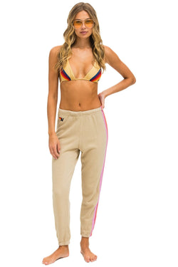 5 STRIPE SWEATPANTS - SAND // PINK // GREEN Women's Sweatpants Aviator Nation 
