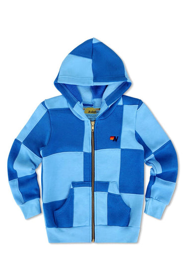 KID'S CHECK QUILTED ZIP HOODIE - SKY // ADVENTURE BLUE