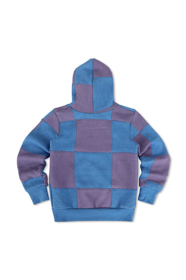 KID'S CHECK QUILTED ZIP HOODIE - LAVENDER // OCEAN