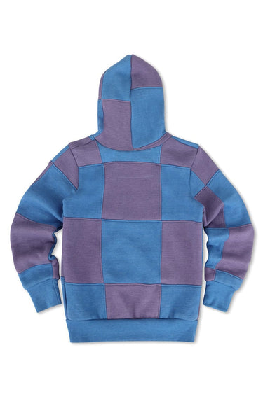 KID'S CHECK QUILTED ZIP HOODIE - LAVENDER // OCEAN