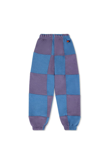 KID'S CHECK QUILTED SWEATPANTS -LAVENDER // OCEAN