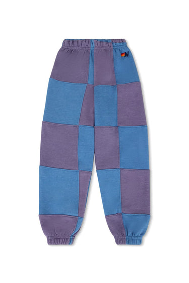 KID'S CHECK QUILTED SWEATPANTS -LAVENDER // OCEAN