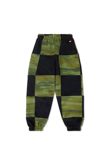 KID'S CHECK QUILTED SWEATPANTS -SMOKE // CAMO