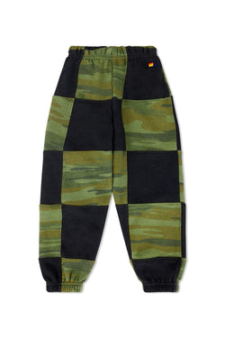 KID'S CHECK QUILTED SWEATPANTS -SMOKE // CAMO