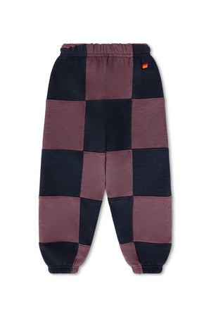 KID'S CHECK QUILTED SWEATPANTS - CHARCOAL // MOCHA