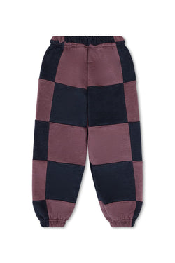 KID'S CHECK QUILTED SWEATPANTS - CHARCOAL // MOCHA