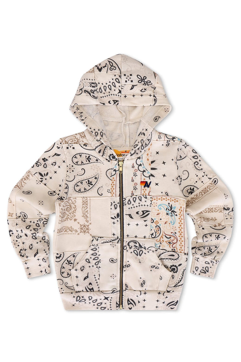KID'S BANDANA QUILTED ZIP HOODIE - VINTAGE WHITE