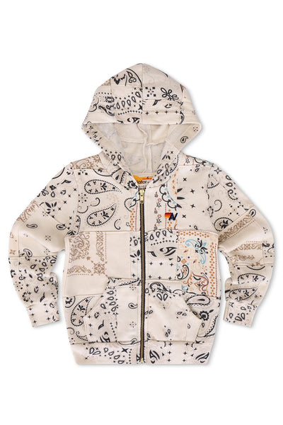 KID'S BANDANA QUILTED ZIP HOODIE - VINTAGE WHITE – Aviator Nation