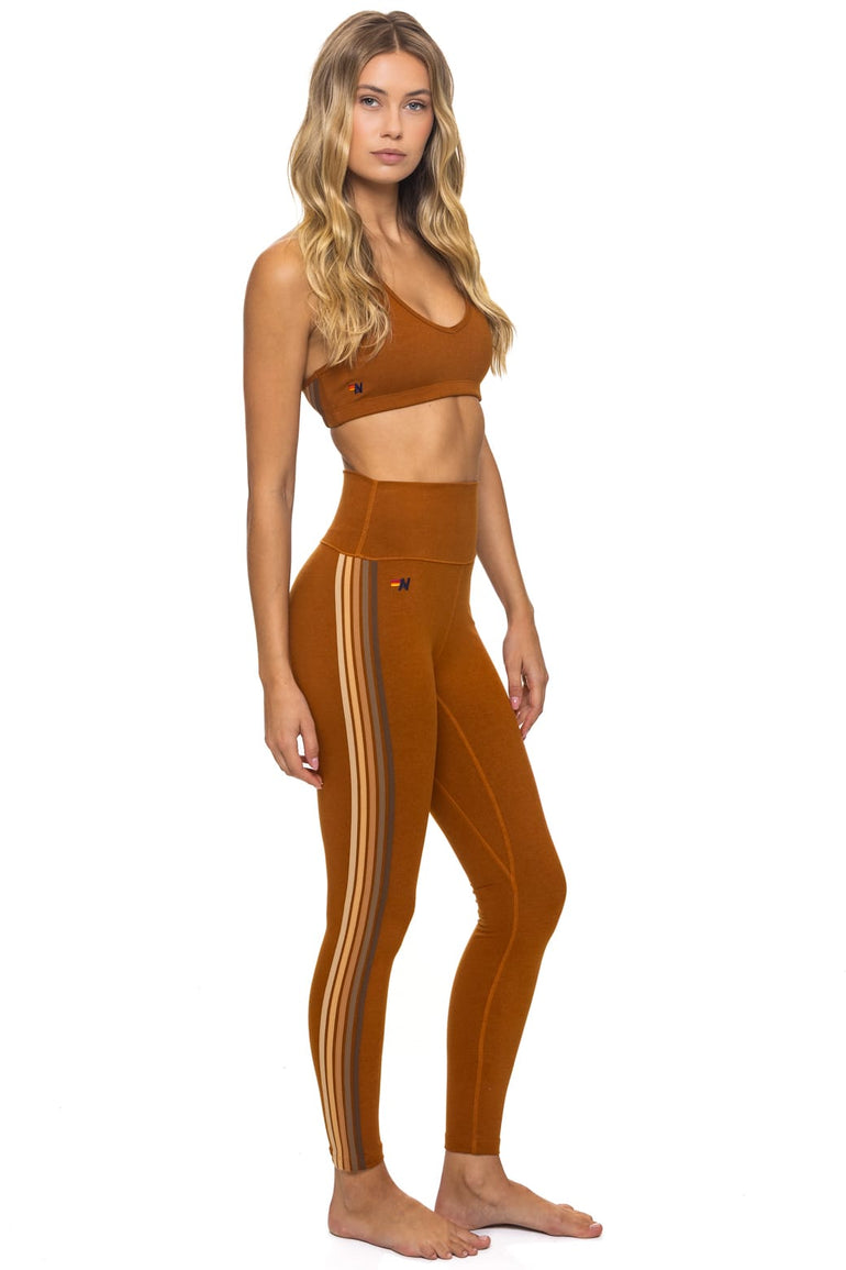 FULL LENGTH HI-RISE 5 STRIPE LEGGINGS - CINNAMON // ESPRESSO
