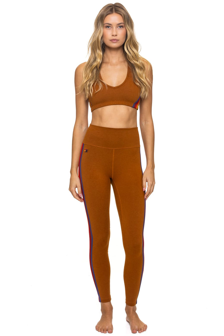 FULL LENGTH HI-RISE 5 STRIPE LEGGINGS - CINNAMON // RAINBOW