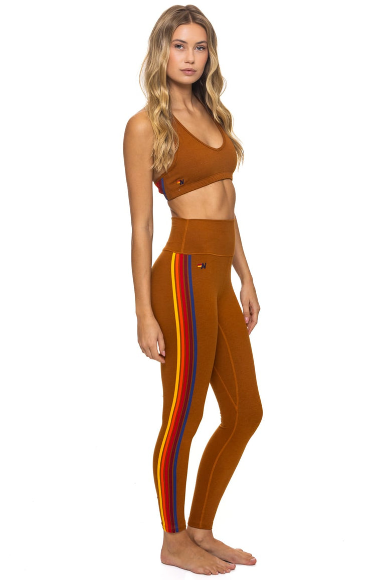 FULL LENGTH HI-RISE 5 STRIPE LEGGINGS - CINNAMON // RAINBOW