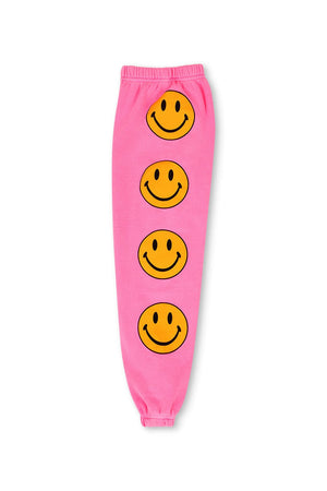 KID'S SMILEY 2 SWEATPANTS - NEON PINK