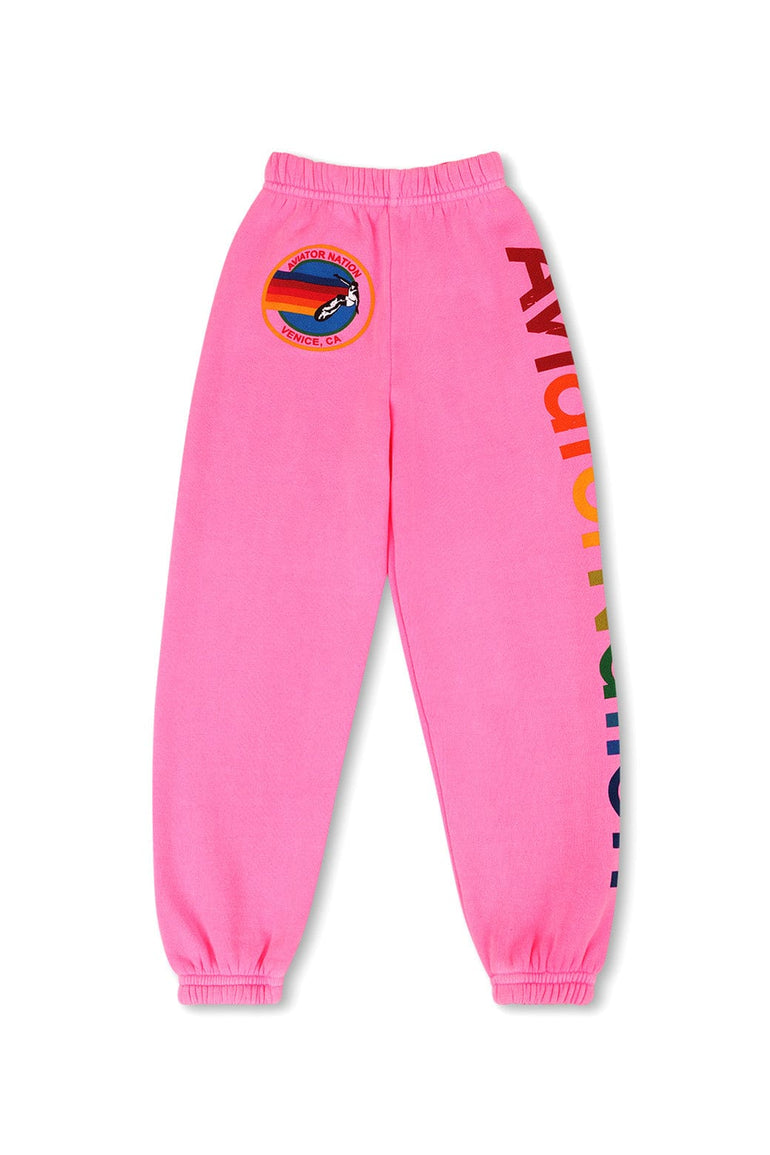 KID'S AVIATOR NATION VENICE SWEATPANTS - NEON PINK