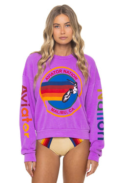 AVIATOR NATION MALIBU CREW SWEATSHIRT - NEON PURPLE