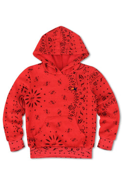 KID'S BANDANA PULLOVER HOODIE - RED