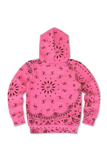 KID'S BANDANA PULLOVER HOODIE - NEON PINK