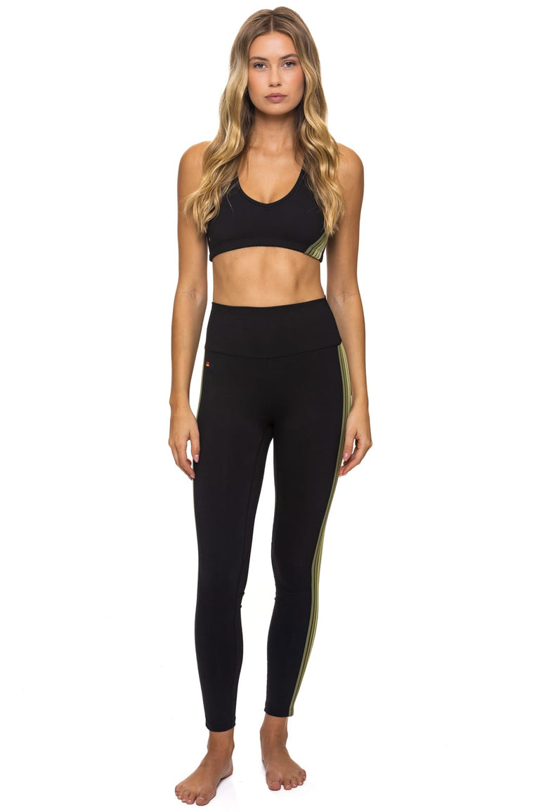 FULL LENGTH HI-RISE 5 STRIPE LEGGINGS - BLACK // ARMY