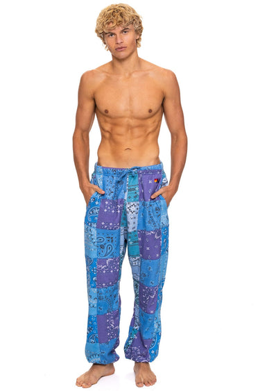 BANDANA QUILTED SWEATPANTS - BLUE