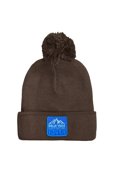 PALM TREE FESTIVAL ASPEN 2025 POM POM BEANIE - BROWN – Aviator Nation