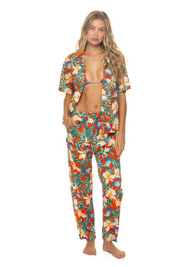 UNISEX COTTON LUXE POPLIN RELAXED PANT - RED // KAUAI