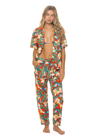UNISEX COTTON LUXE POPLIN RELAXED PANT - RED // KAUAI