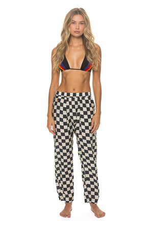 UNISEX COTTON LUXE POPLIN RELAXED PANT - VINTAGE BLACK // CHECKERED