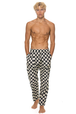 UNISEX COTTON LUXE POPLIN RELAXED PANT - VINTAGE BLACK // CHECKERED