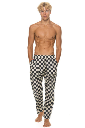 UNISEX COTTON LUXE POPLIN RELAXED PANT - VINTAGE BLACK // CHECKERED