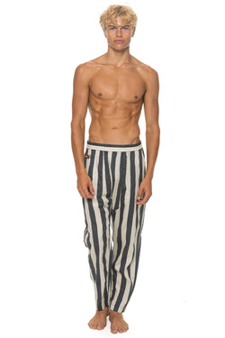 UNISEX COTTON LUXE POPLIN RELAXED PANT - VINTAGE BLACK // STRIPE