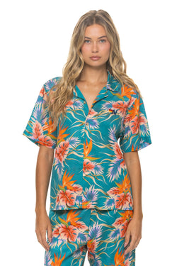 UNISEX COTTON LUXE POPLIN RESORT SHIRT - BLUE // HAWAII