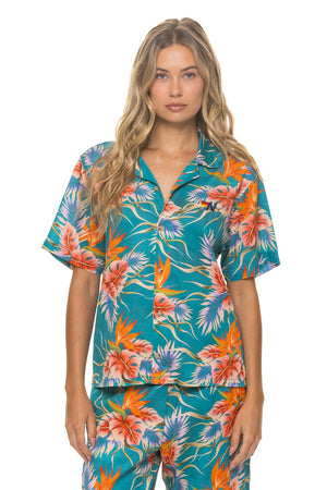 UNISEX COTTON LUXE POPLIN RESORT SHIRT - BLUE // HAWAII