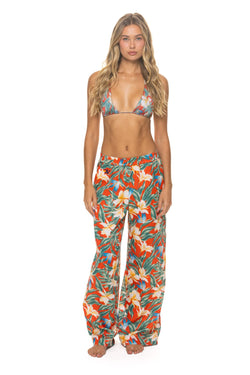 COTTON LUXE WOMENS WIDE LEG PANT - RED // KAUAI