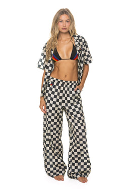COTTON LUXE WOMENS WIDE LEG PANT - VINTAGE BLACK // CHECKERED