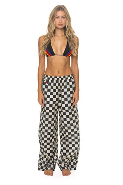 COTTON LUXE WOMENS WIDE LEG PANT - VINTAGE BLACK // CHECKERED