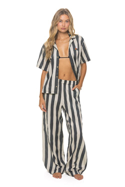 COTTON LUXE WOMENS WIDE LEG PANT - VINTAGE BLACK // STRIPE