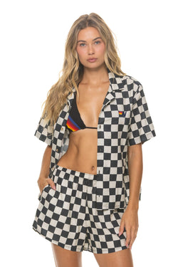 WOMEN'S COTTON LUXE POPLIN SHORT - VINTAGE BLACK // CHECKERED