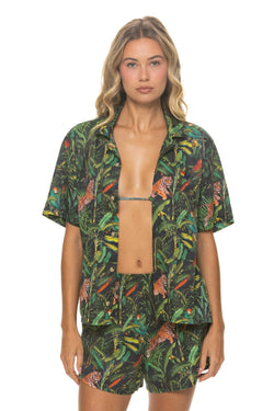 WOMEN'S COTTON LUXE POPLIN SHORT - VINTAGE BLACK // JUNGLE