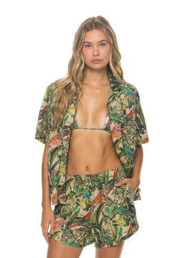 WOMEN'S COTTON LUXE POPLIN SHORT - VINTAGE WHITE // JUNGLE