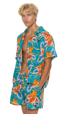 MEN'S COTTON LUXE POPLIN RELAXED SHORT - BLUE // HAWAII