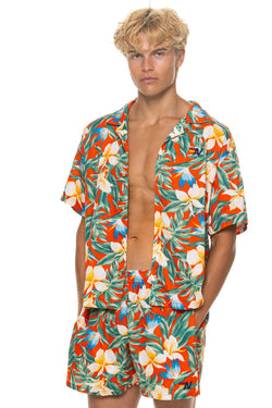 MEN'S COTTON LUXE POPLIN RELAXED SHORT - RED // KAUAI