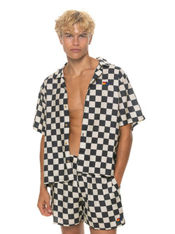MEN'S COTTON LUXE POPLIN RELAXED SHORT - VINTAGE BLACK // CHECK