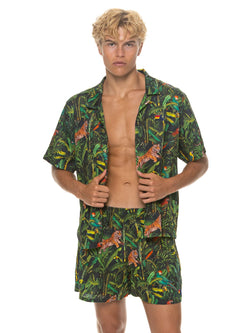 MEN'S COTTON LUXE POPLIN RELAXED SHORT - VINTAGE BLACK // JUNGLE