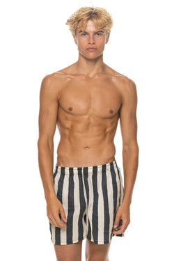 MEN'S COTTON LUXE POPLIN RELAXED SHORT - VINTAGE BLACK // STRIPE