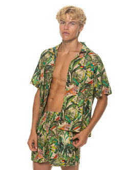 MEN'S COTTON LUXE POPLIN RELAXED SHORT - VINTAGE WHITE // JUNGLE
