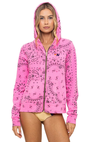 Bandana Zip Hoodie Neon Pink | Aviator Nation