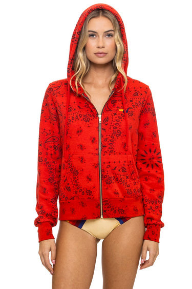 BANDANA ZIP HOODIE - RED