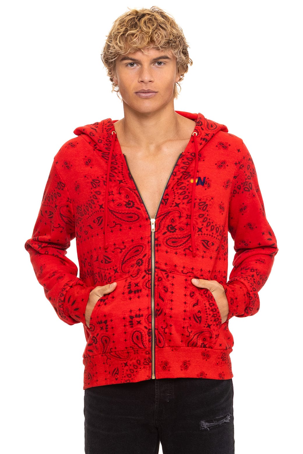 Bandana Zip Hoodie Red | Aviator Nation