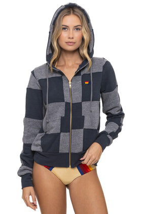 CHECK QUILT ZIP HOODIE